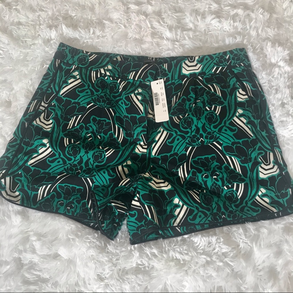 J. Crew Green High-Waist Piped Pattern Shorts Sz 6 - Picture 6 of 9